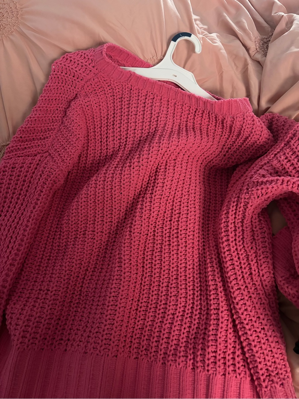 aerie Off-the-Shoulder Chunky Knit Sweater in Hot Pink